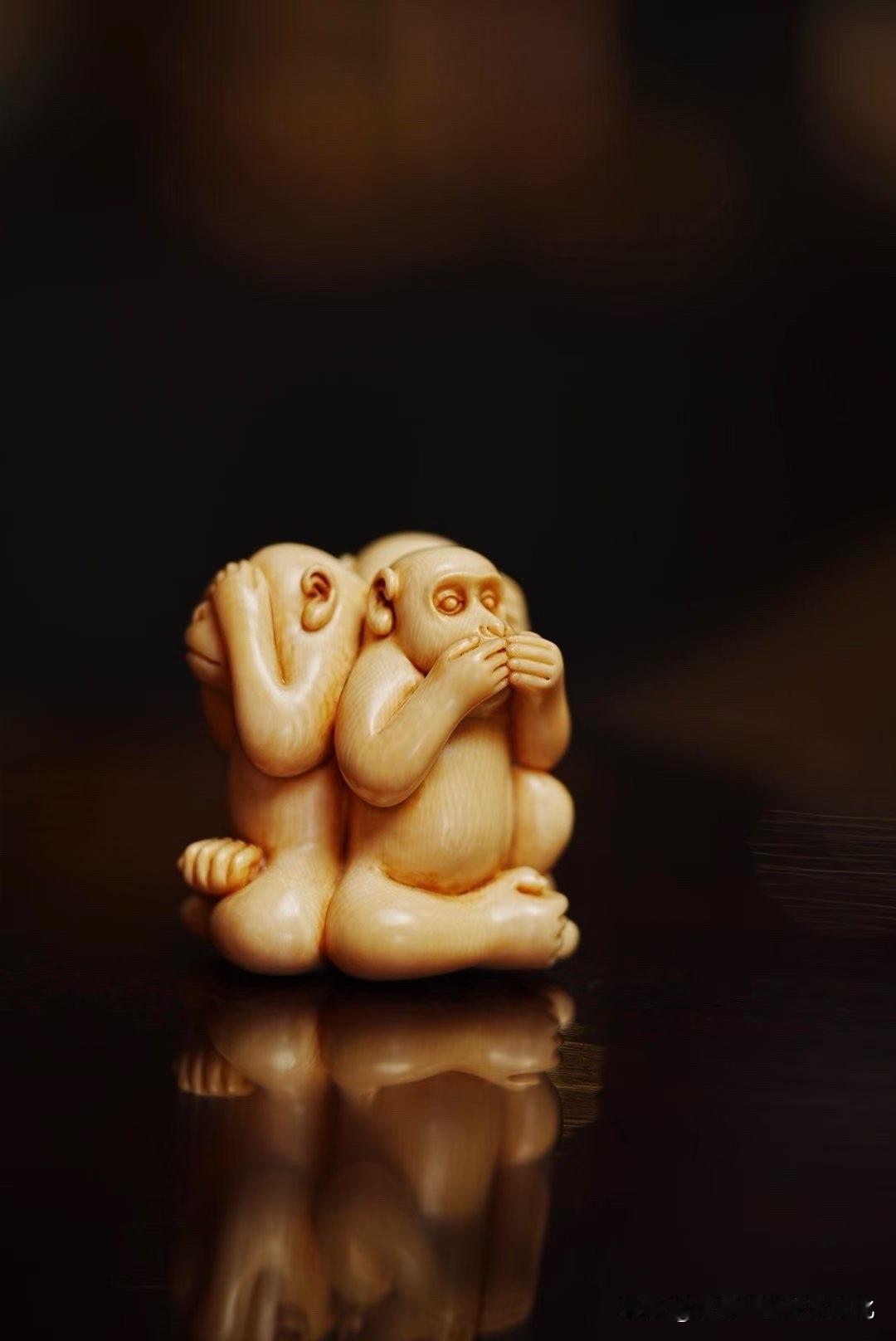 有时候，真正的智慧，不是知道得更多，而是懂得适可而止。

三只灵猴背靠而坐，一捂
