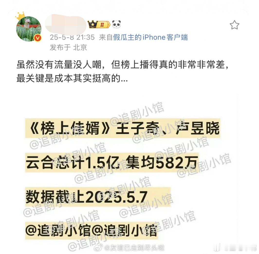 榜上佳婿 要不是有粉丝问我，开播之前我没听说过这部剧的[允悲]！这部剧扑街是意料