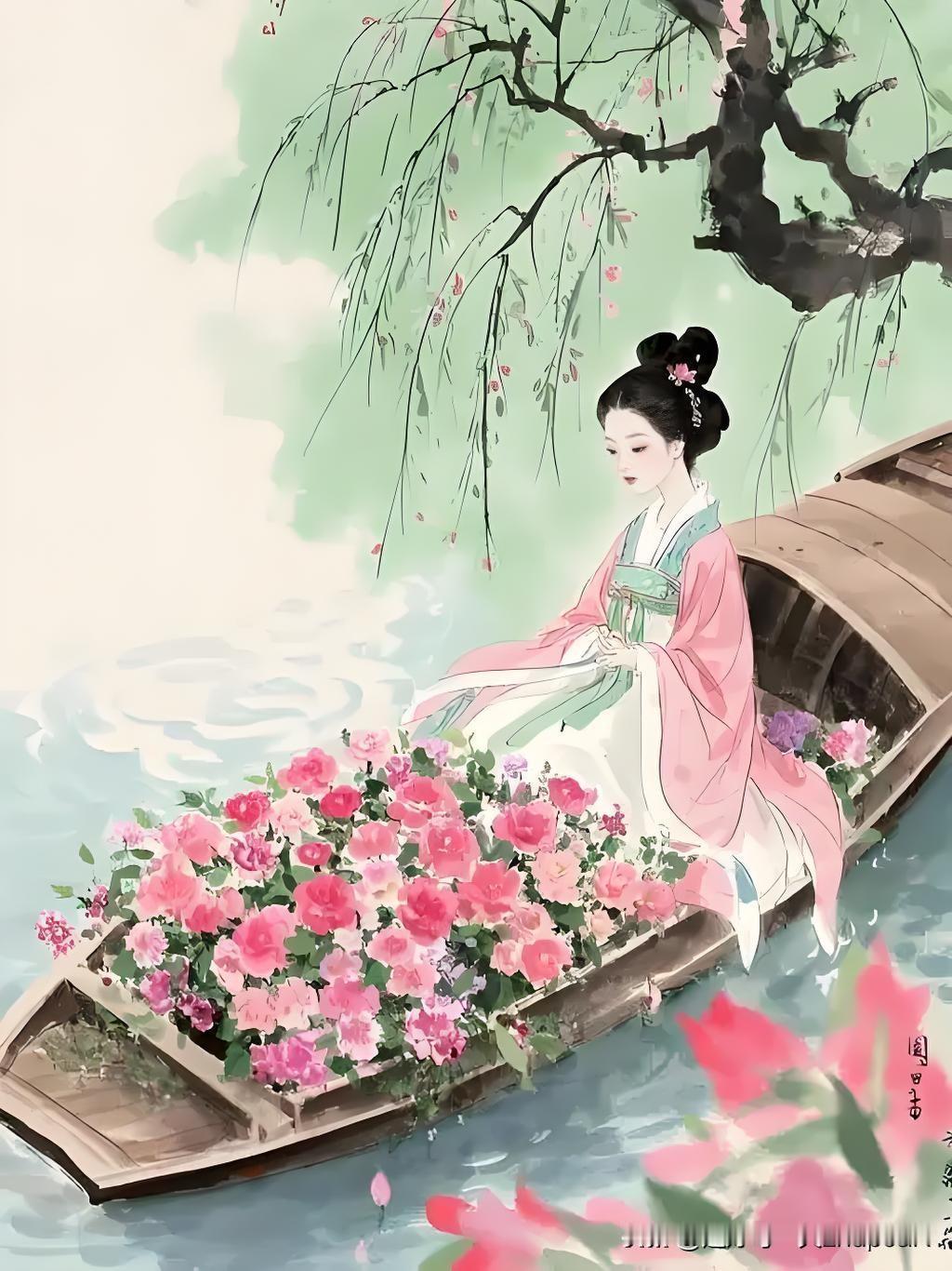 《意行》
——宋.赵文
午坐如痴懒唤茶，
意行因到野人家。
千红万紫随春去，
独