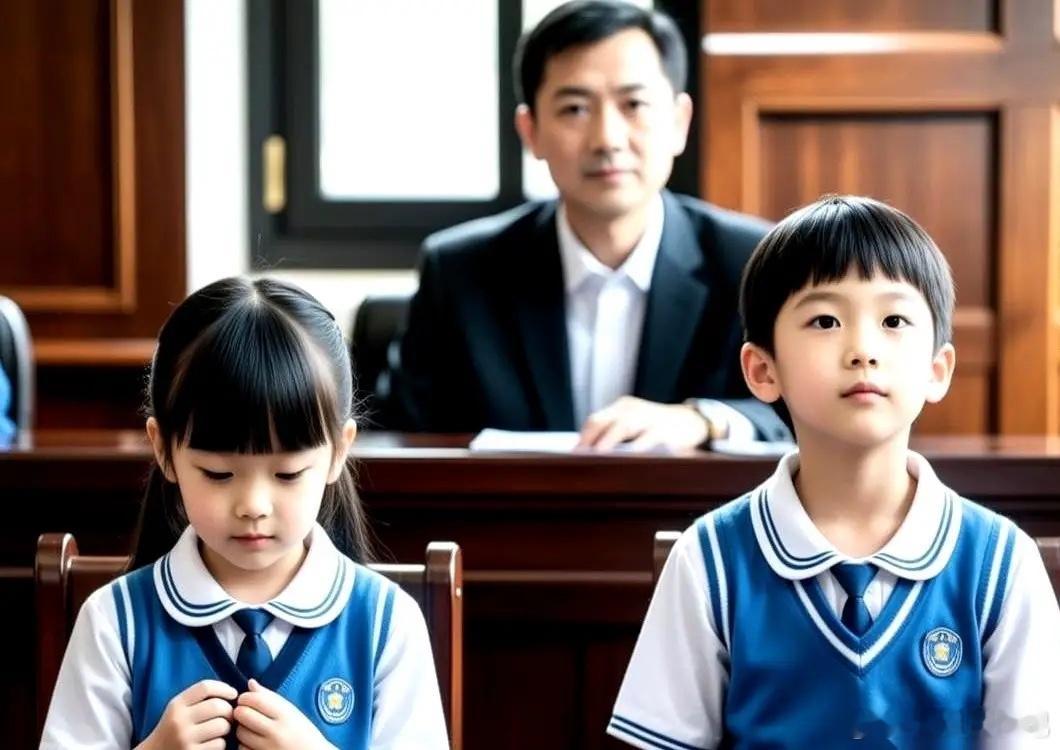一场离婚官司，法官蹲下来，看着眼前一对8岁的双胞胎，声音放得极轻：“想跟爸爸，还