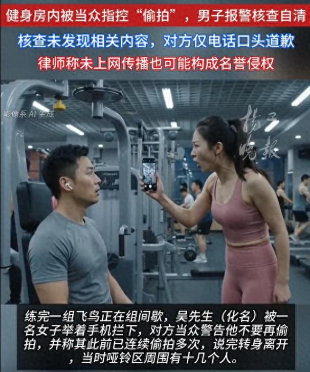 这不犯法？福建，一男子在健身房锻炼时，突遭陌生女子举着手机当众警告“不要偷拍”。