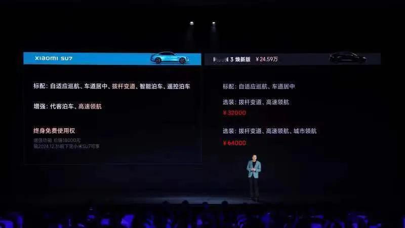 小米SU7的几个重点。

1，起售价21.59万，赔钱卖。
2，对比Model 