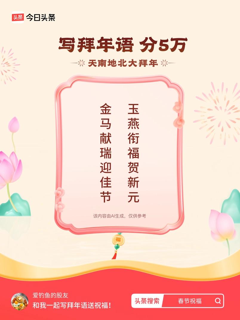 写拜年语送祝福新春拜年送祝福！我的祝福是：“金马献瑞迎佳节，玉燕衔福贺新元”！快