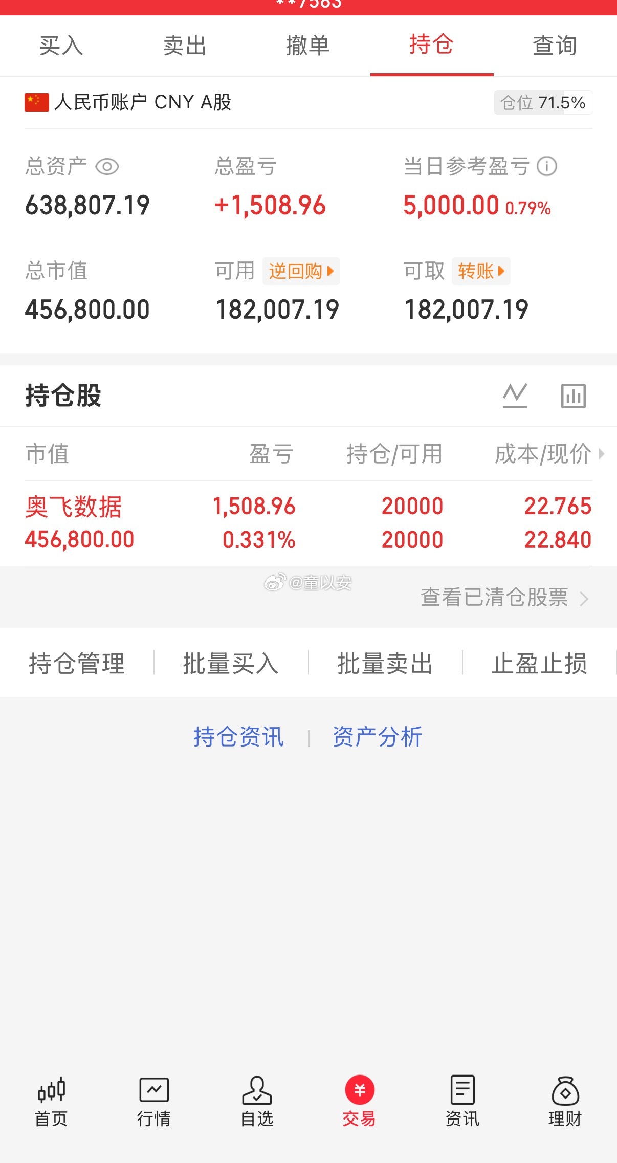 今天没怎么看，持仓也没动、晚上简单聊两句，指数看着是挺强但今天量没跟上，午后还缩