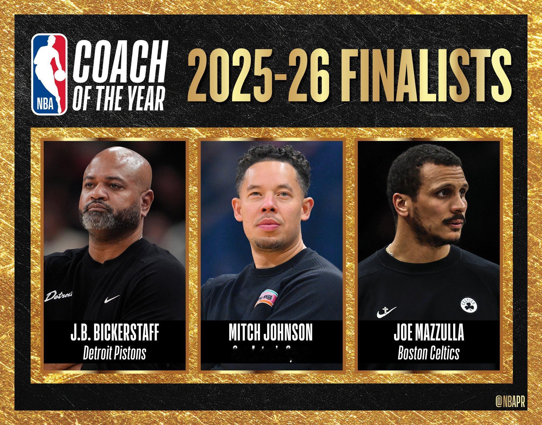 MVP、最佳新秀、最佳教练，候选人。 