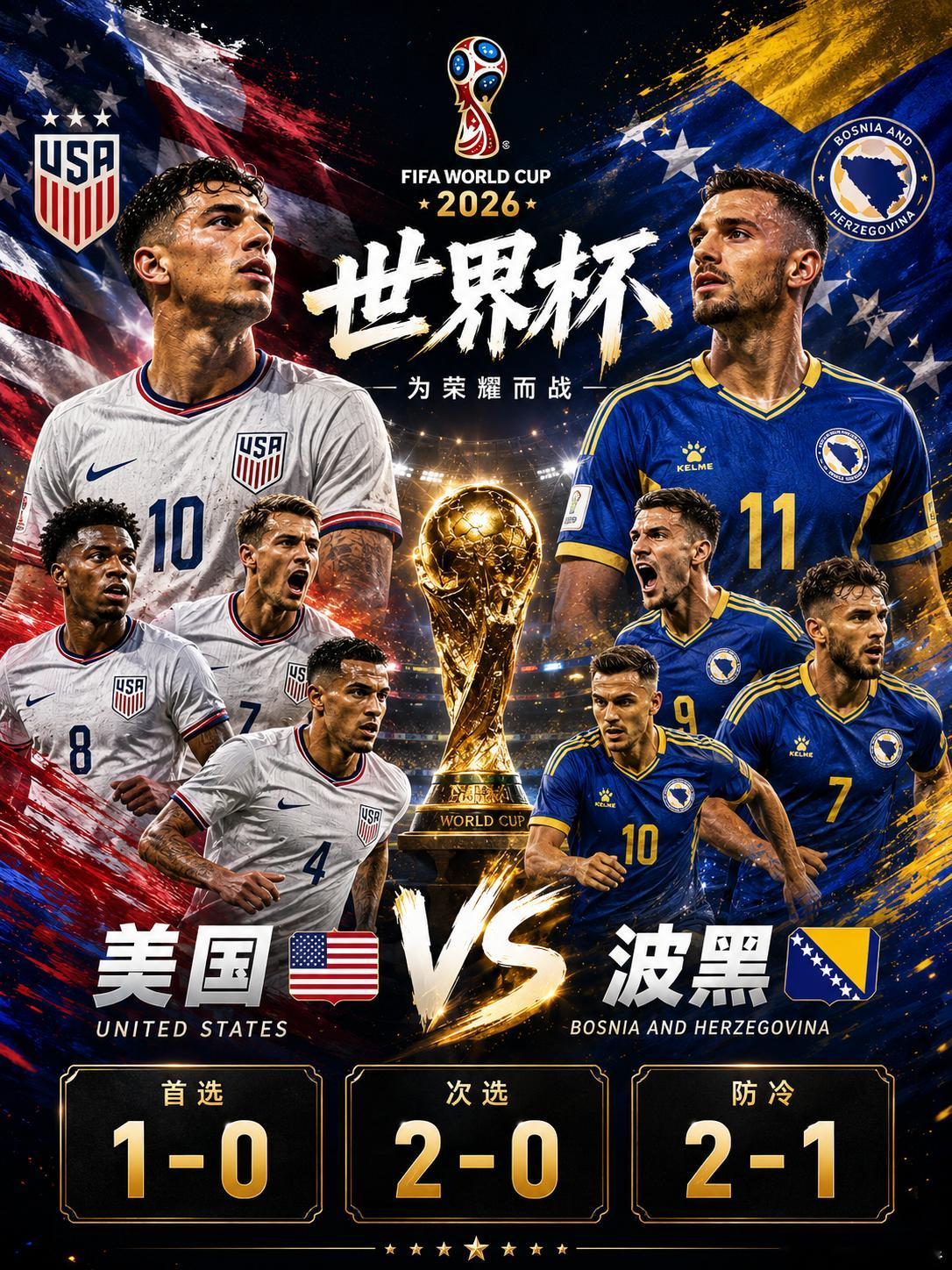 美国VS波黑 世界杯 早场 8 点东道主首秀，星哥先给明确观点：我更看好美国 9