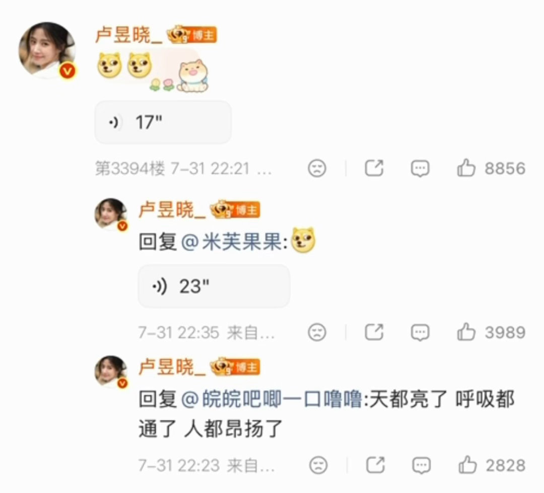 感觉在和卢昱晓语音聊天谁能不爱这个卢昱晓呢！姐姐太宠粉了，回复粉丝的语气好软萌好