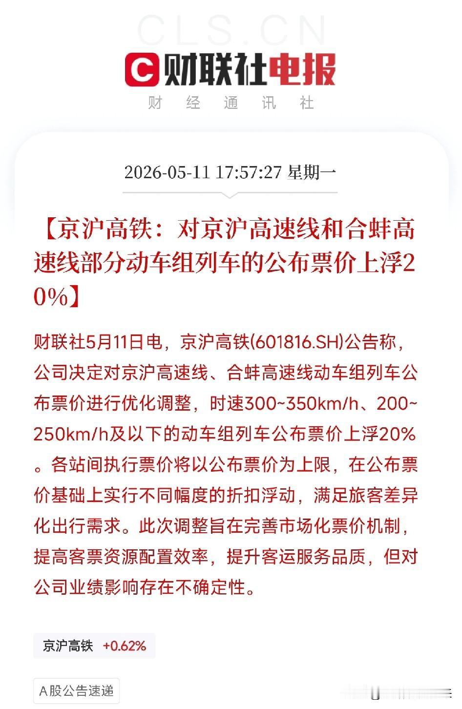 京沪高铁提价20%！员工仅89人，日均赚3600万，中国高利润的铁轨开始亮出定价
