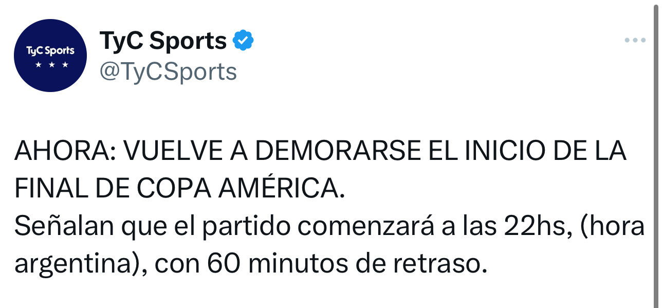 【[晕][晕][晕]】TYC：美洲杯决赛开球时间将在阿根廷晚上10点进行（北京时