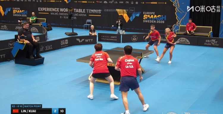 林诗栋/蒯曼3-1约内斯库/斯佐科斯，晋级WTT瑞典大满贯混双八强