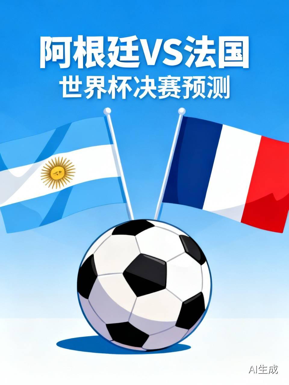 阿根廷🇦🇷夺冠的与法国🇫🇷五五开，决赛两队相遇120分钟2:2。点球大战