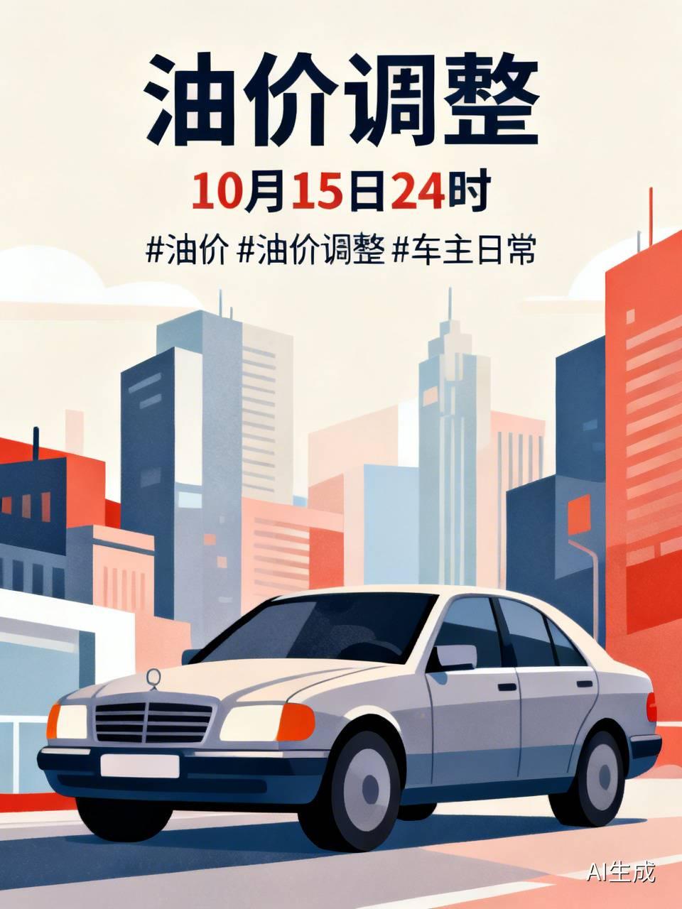 标题：油价将于10月15日24时调整，大家怎么看？
马上到10月15日夜里24点