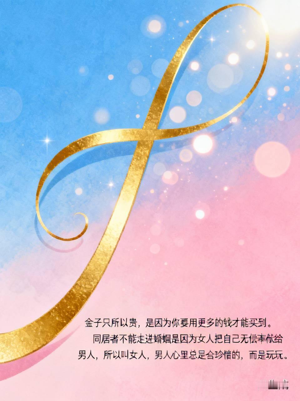 金子只所以贵，是因为你要用更多的钱才能买到。同居者不能走进婚姻是因为女人把自己无