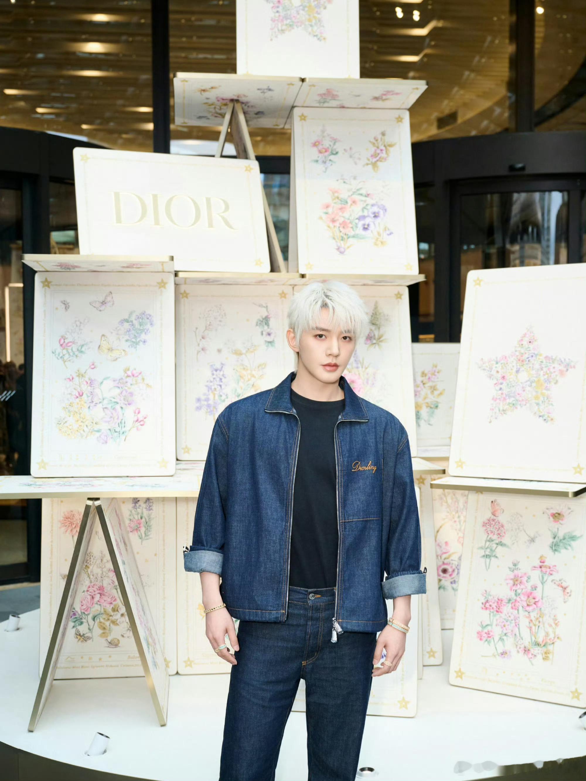 邓为昨天Dior品牌活动造型大片， DIORLING 系列丹宁套装、佩戴 My 
