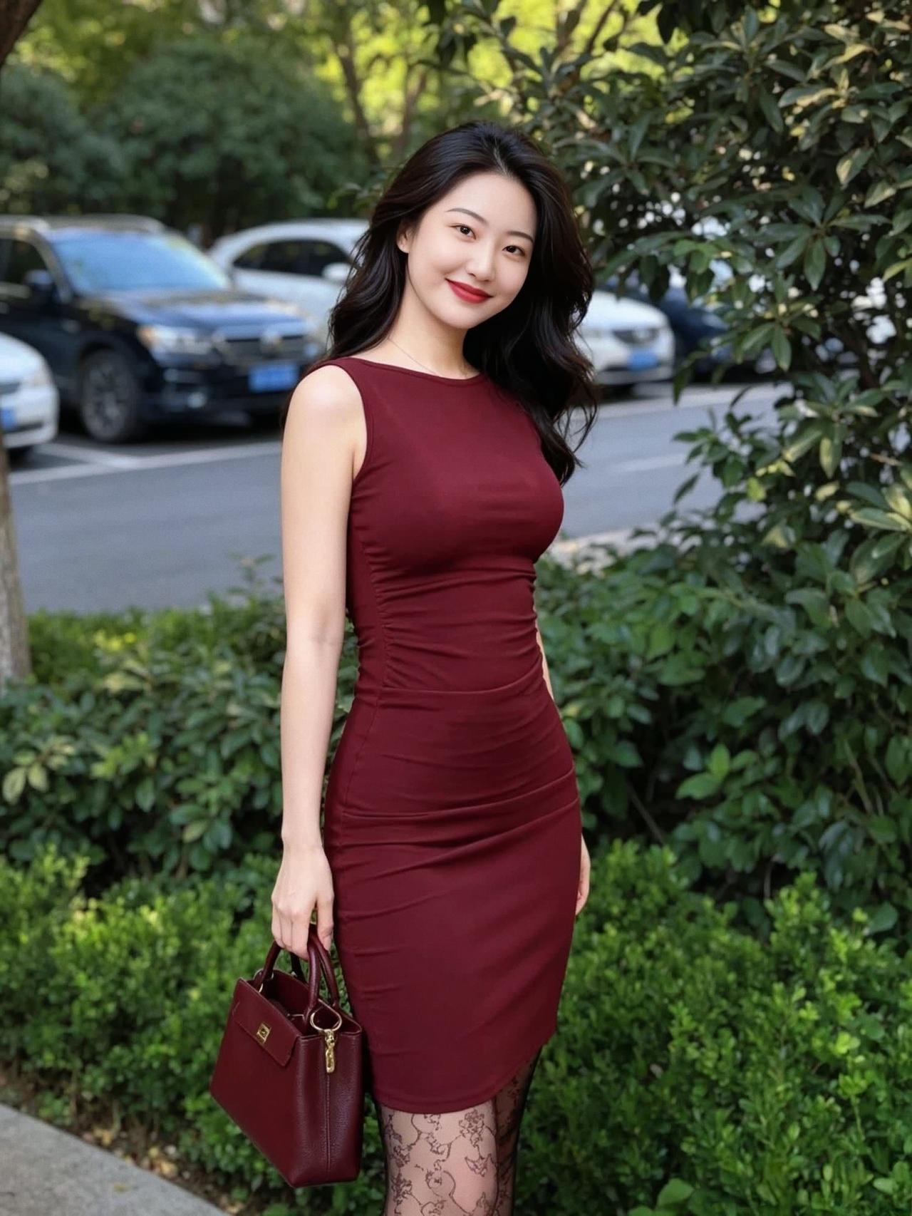 这抹红直接把秋日氛围感焊在身上！这穿搭随便往哪一站都是大女主既视感。
秋日氛围感