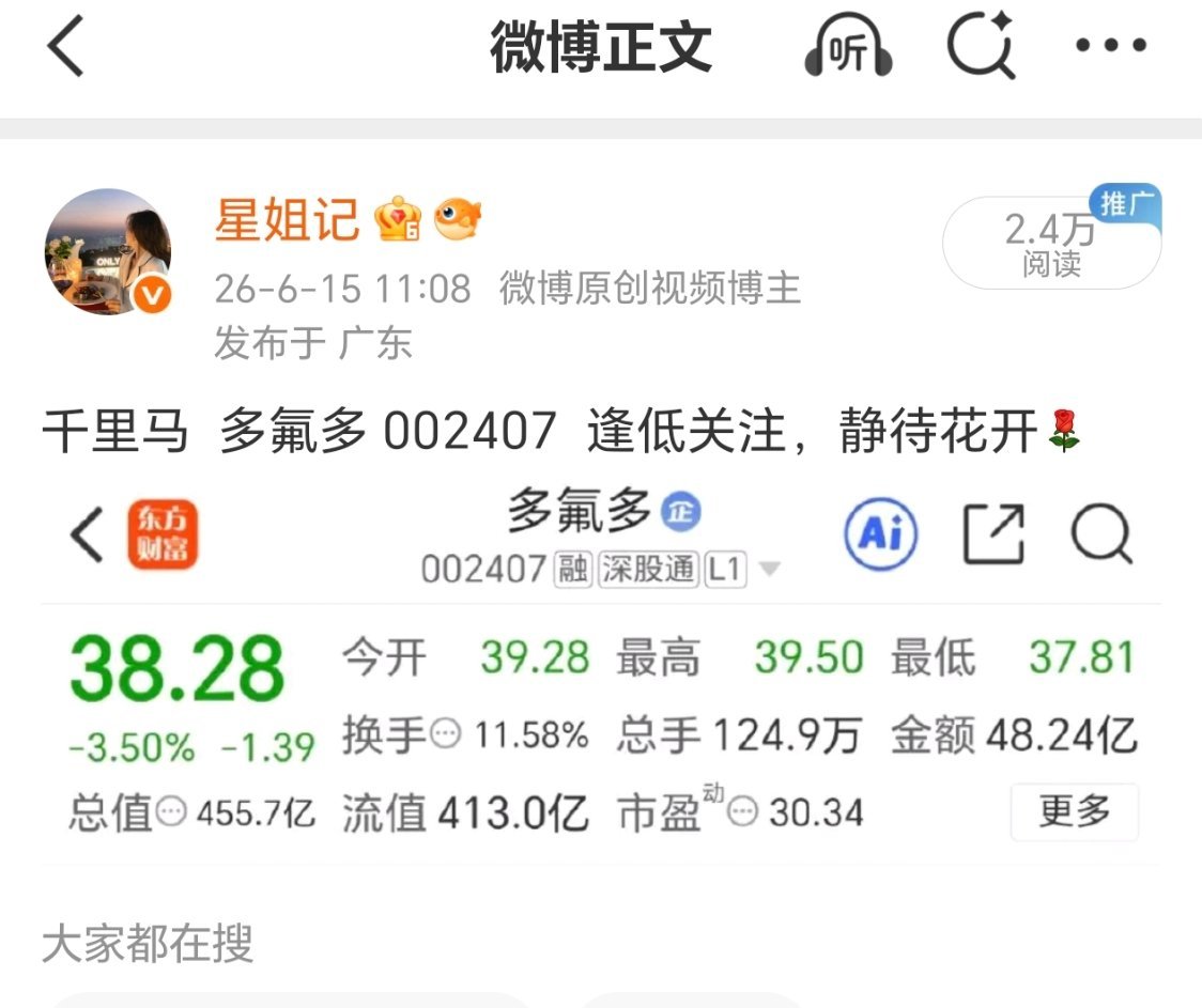 多氟多，好牌，拍大腿！
