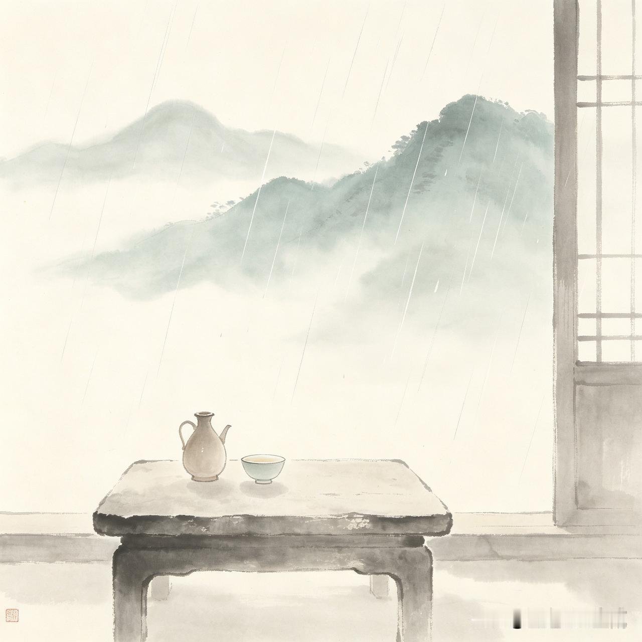 上联：你以清风下酒
下联：我用细雨上茶