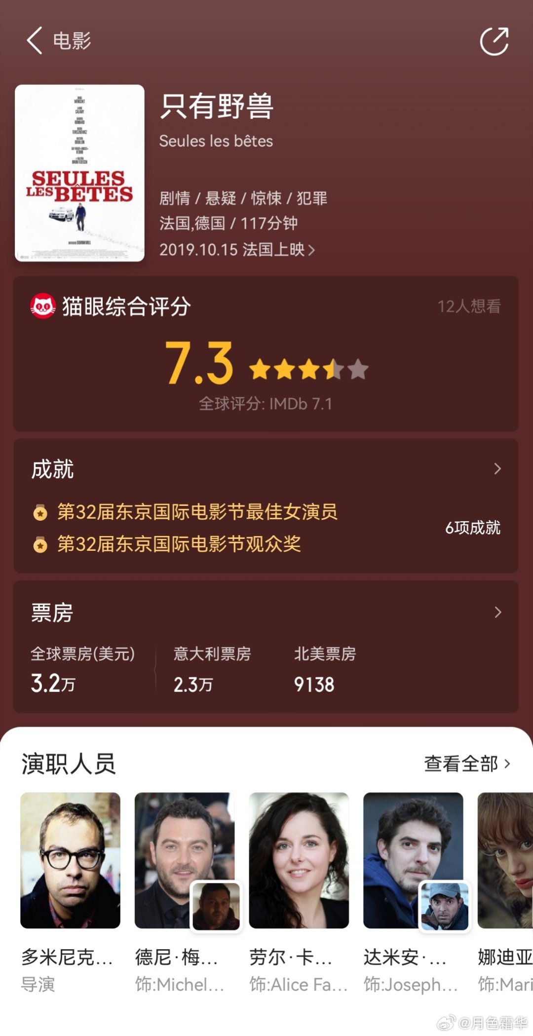刚看了这个片子的解说，《只有野兽》非常妙了，全员恶人，包含出轨（已经是最轻的）、