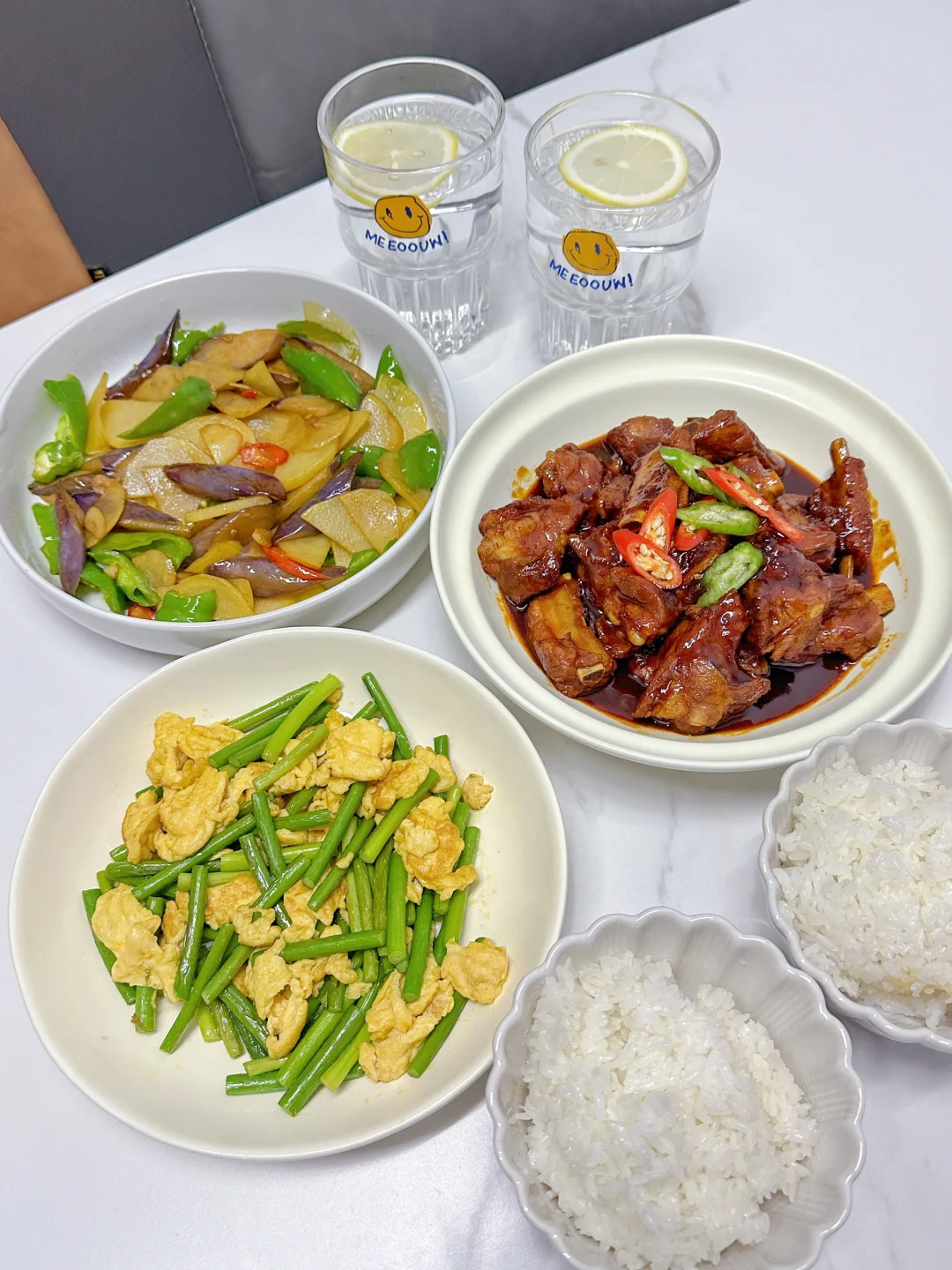 ✅晚餐分享｜韩式辣排骨➕地三鲜➕蒜苔炒鸡蛋