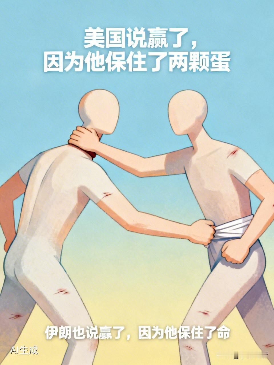 伊朗和美国为什么不打了？就像两个混混在街上打架，一个掐住了对方的脖子，另一个扯住