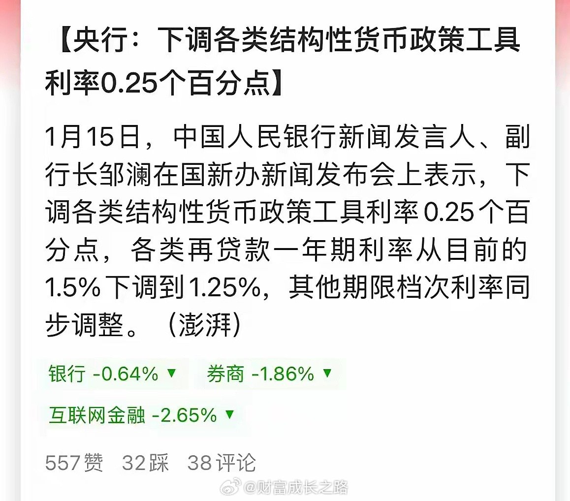 盘后央妈就降息了，那明天大金融大涨。明天不会再压券商了吧？央妈才是真爱啊，昨晚9