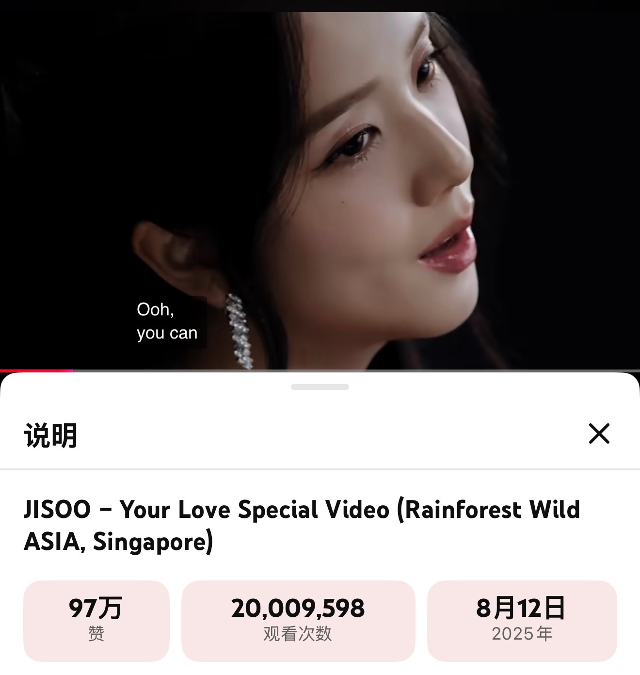 JISOO  的《Your Love》Special Video在 You Tu