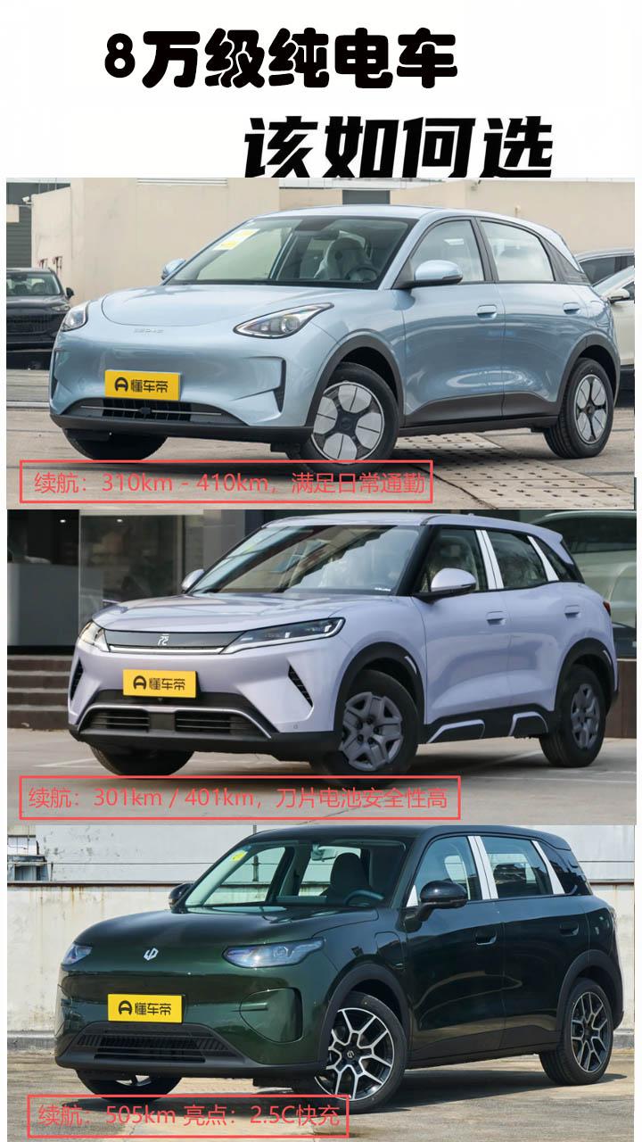 8万元左右的电车该如何选择？这个价位我们考虑更多的是长续航以及快充速度。盘点三款