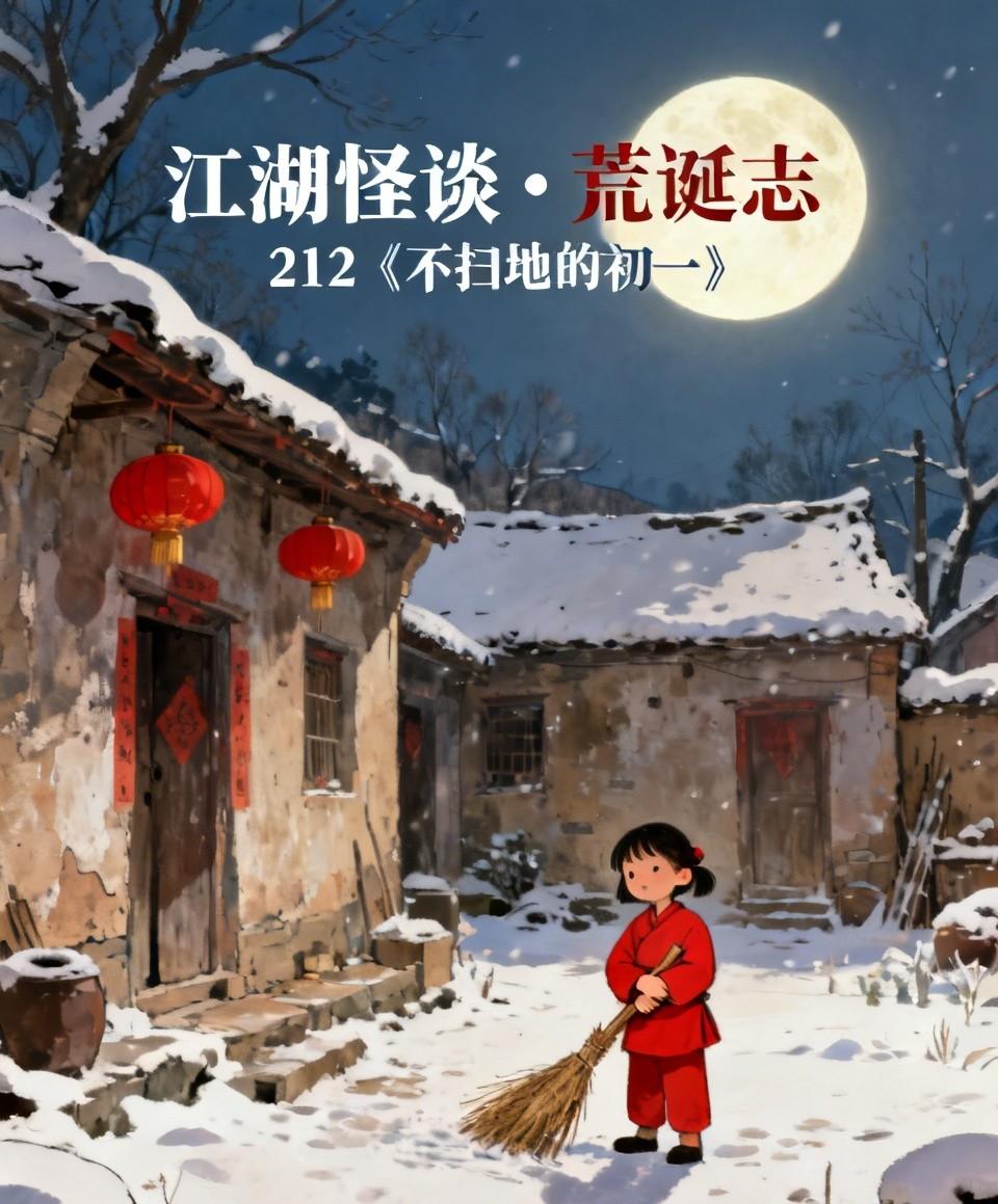 江湖怪谈•荒诞志212《不扫地的初一》
内容：老家规矩，大年初一绝不扫地，说会扫