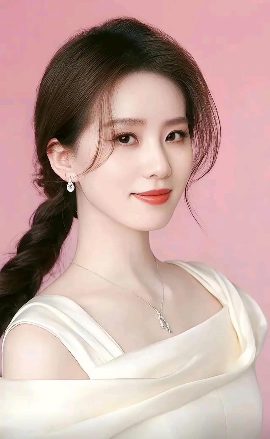 温柔优雅的少女，粉色背景下的清新之美。