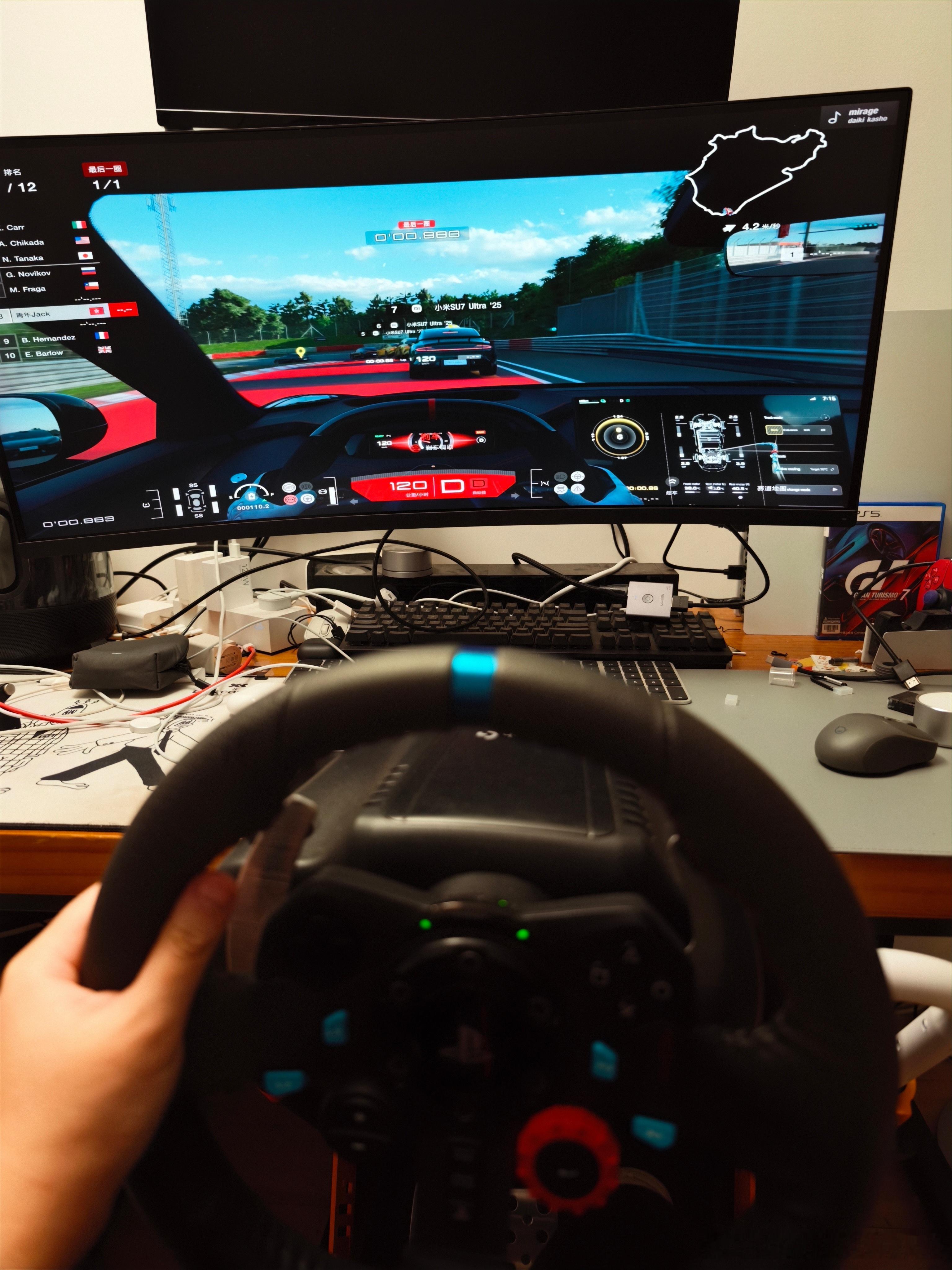 纽北太吓人了！！刚刚在GT赛车7上开小米SU7Ultra跑一圈纽博格林北赛道。一