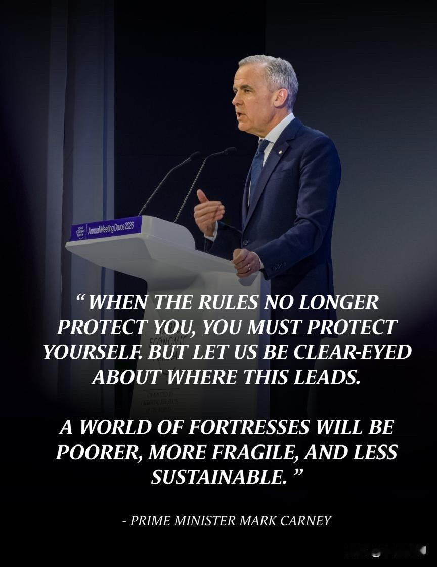 加拿大总理卡尼在达沃斯的一声怒吼，直接撕开了西方的遮羞布：“基于规则的旧秩序死透