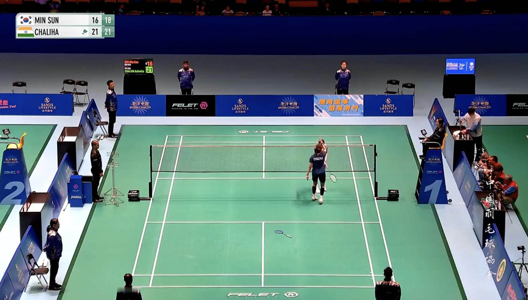 查莉哈🇮🇳 21-16、21-18 🇰🇷金敏煊半决赛：朴佳恩🇰🇷 v