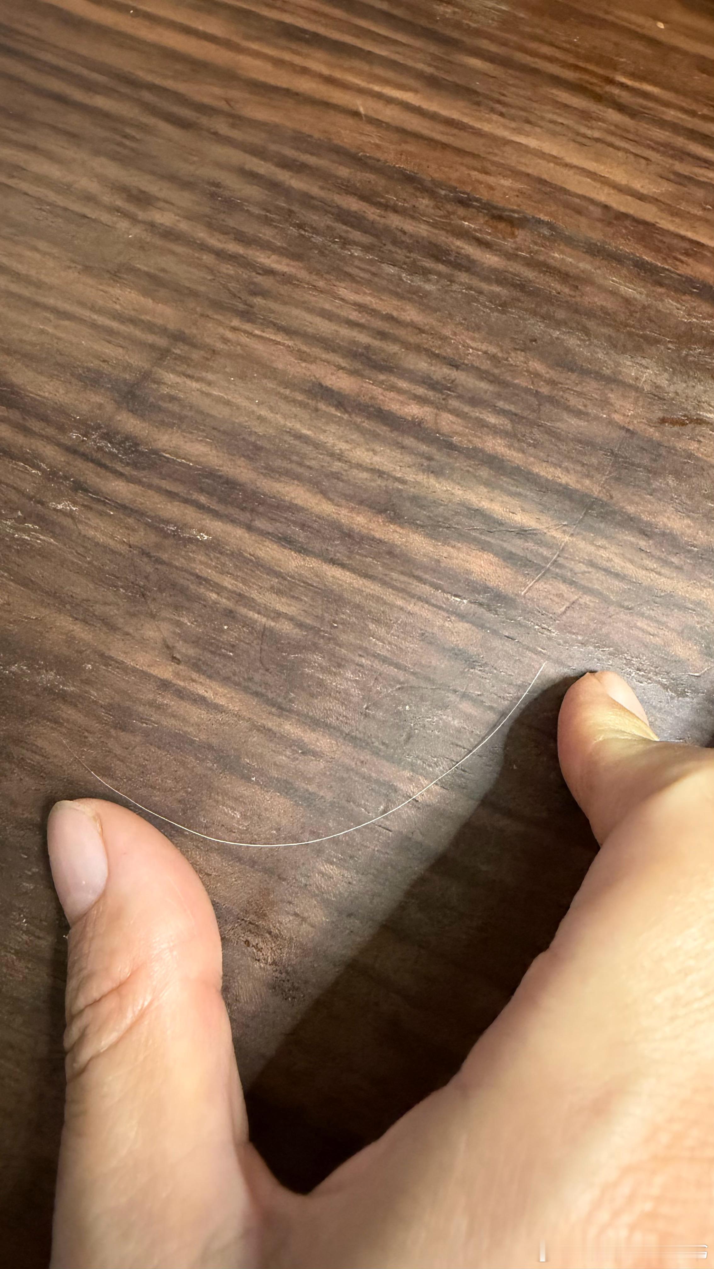 这根头发值得纪念，是过去三个月PTSD起落的真实记录。发尖儿还是黑的，也就是说3
