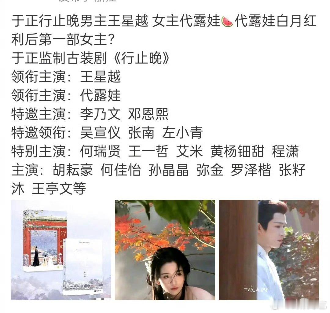 于正否认行止晚网传阵容  于正否认《行止晚》网传阵容，直言离谱，既然为王星越定制