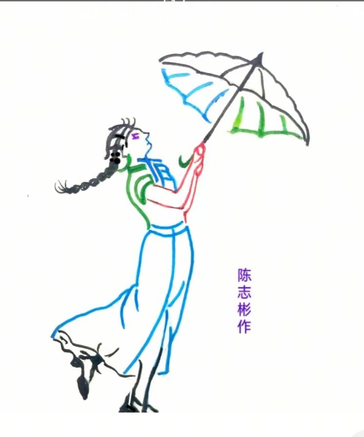 看图猜字。图中画面真给力。一个美女在打伞。气质非凡数第一。画面隐藏八个字。仔细琢