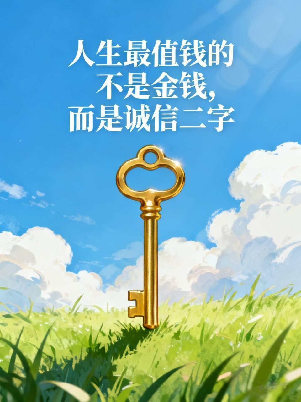 每日分享一句金句人生最值钱的不是金钱，而是诚信二字，它们就像一把钥匙，会在最意想