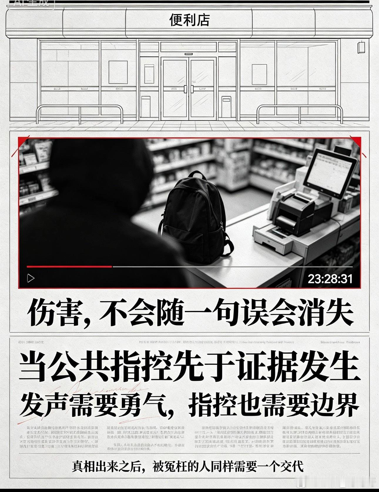 便利店事件不能一句误会就结束发声维权值得鼓励，但指控要有边界。无实据当众定性，带