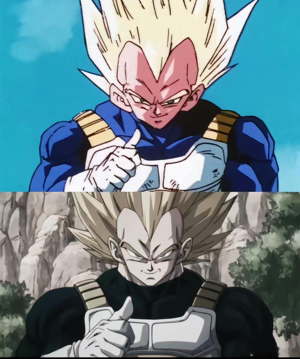 1992年的速趴贝吉塔和2022年的速趴贝吉塔。龙珠粉都知道，这胜利的手势，预示