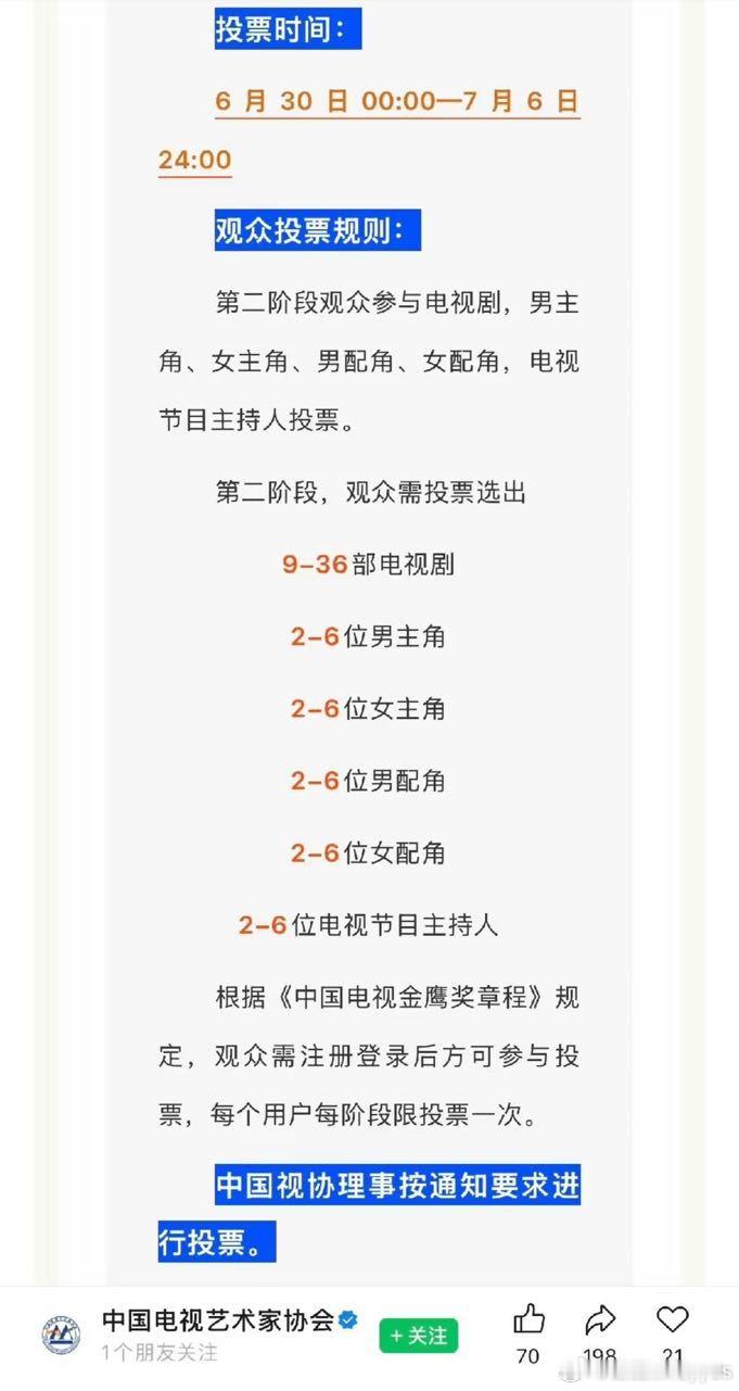 金鹰第二轮明天开始投票啦 