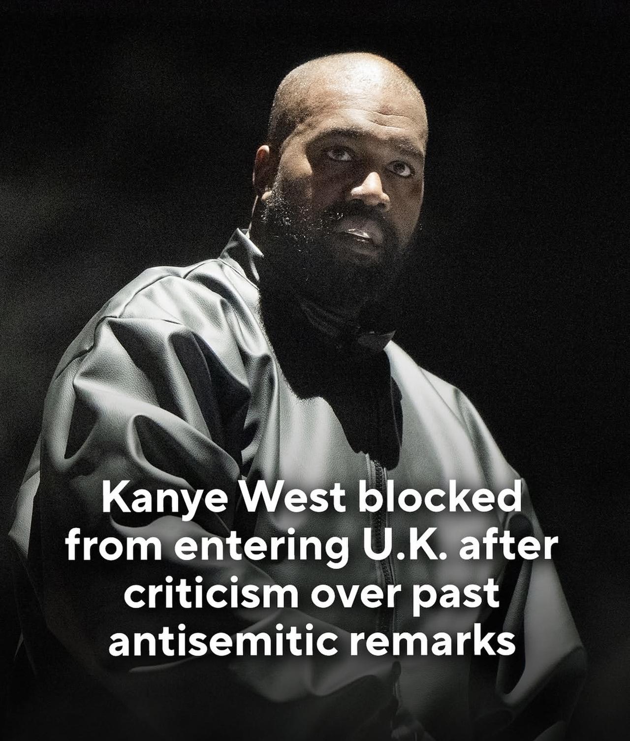 这位以前被称为侃爷Kanye West的说唱歌手因为反犹太言论历史周二被禁止进入