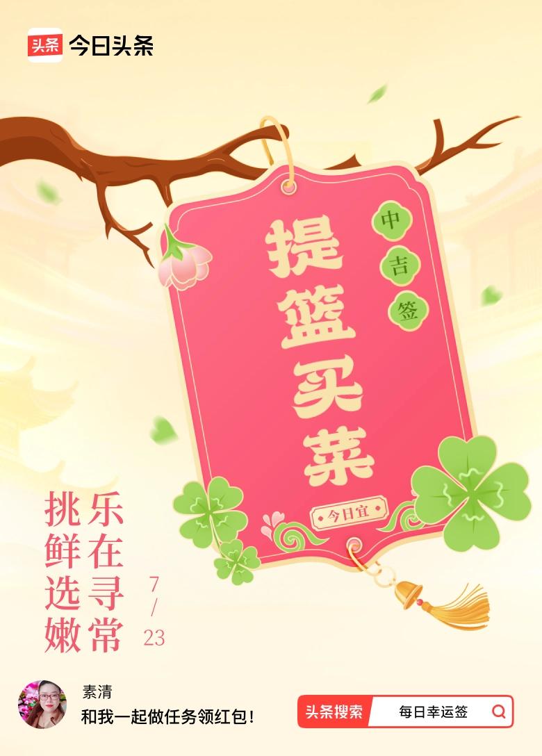 今日抽得中吉签，签文：挑鲜选嫩，乐在寻常。仔细品读，忽然心生感悟，生活最美的滋味