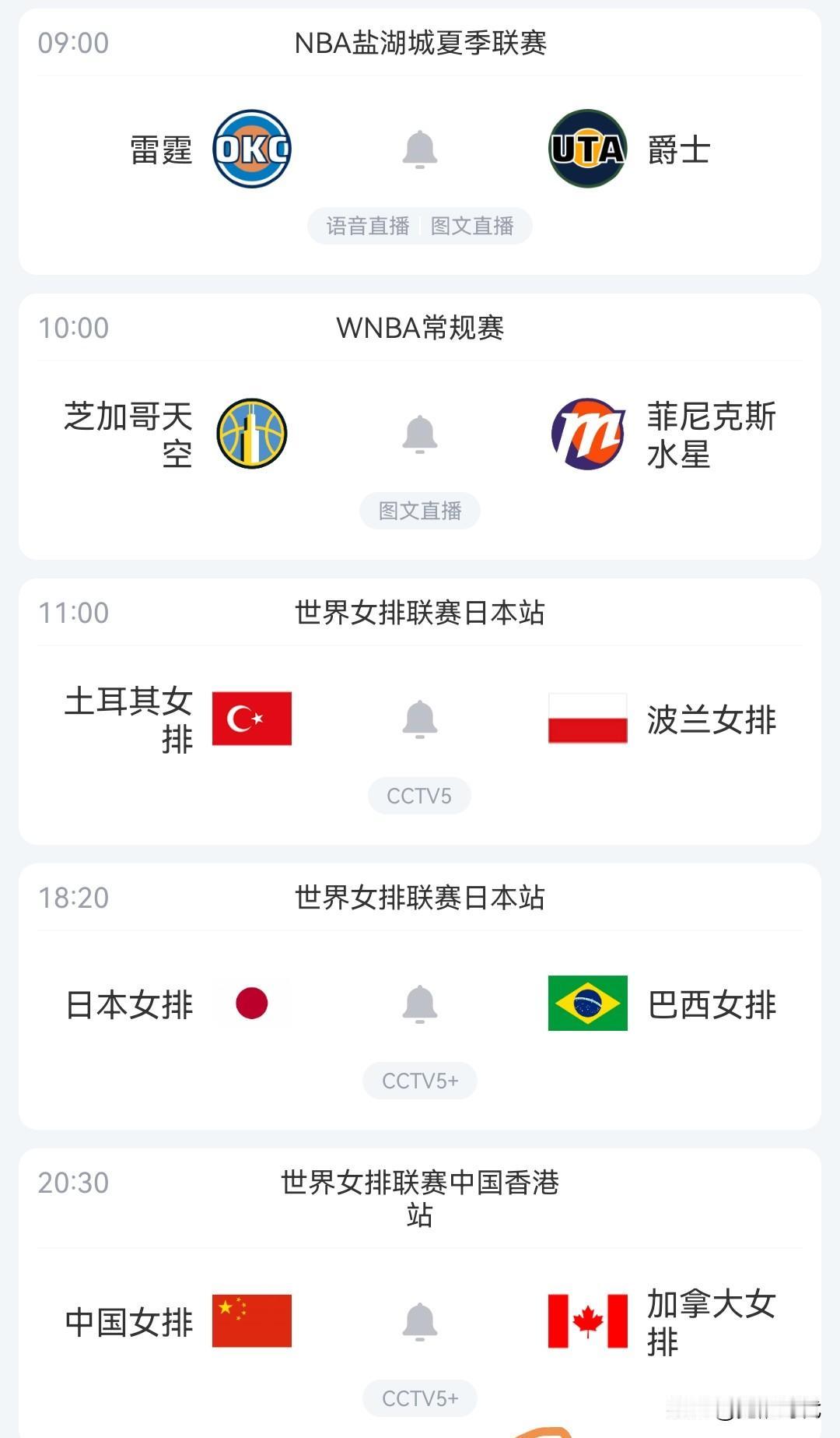 明日世界女排联赛中国女排战加拿大女排 飞翼战自由人等焦点赛事关注