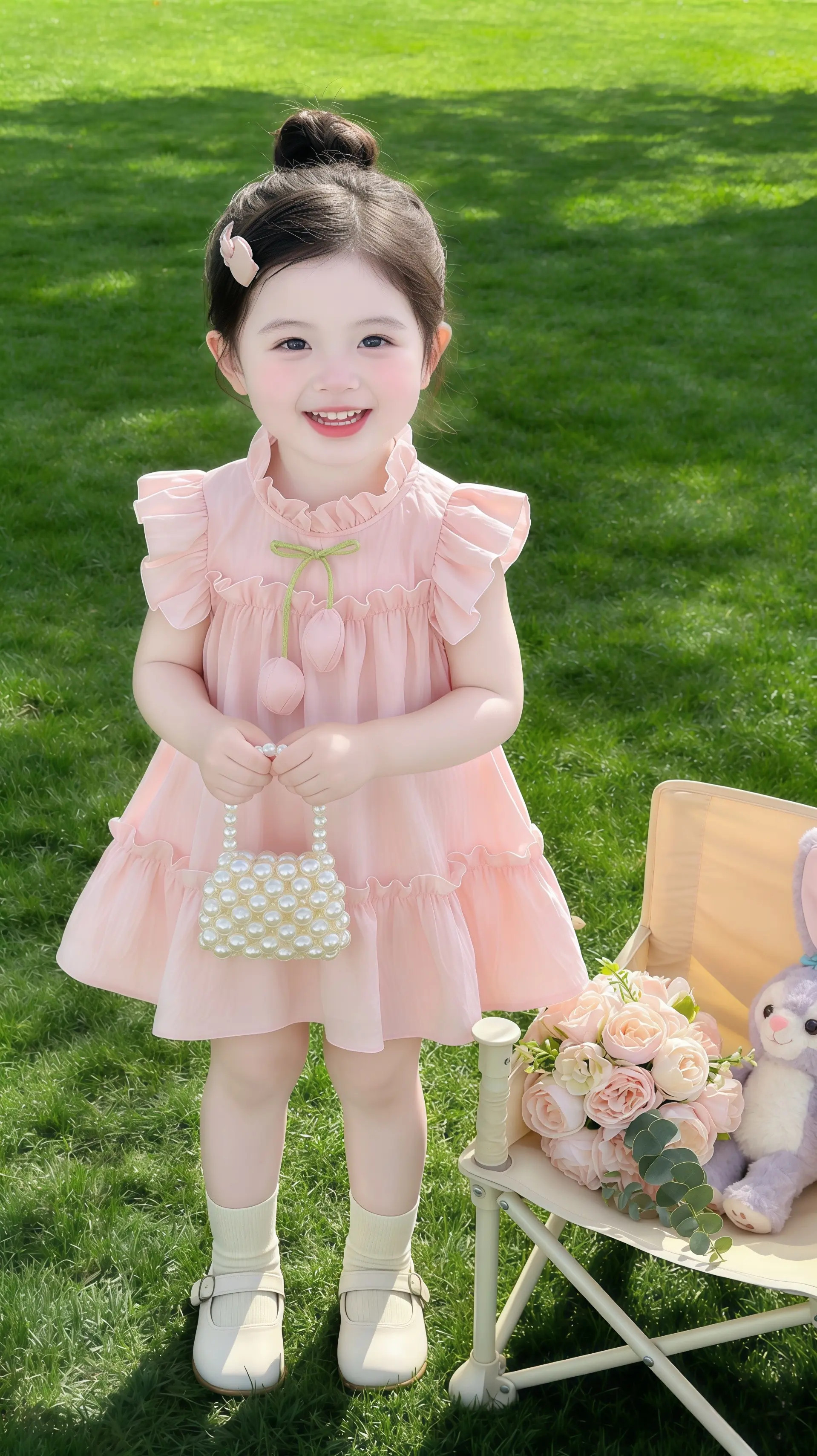 郁金香萌娃甜妹🌷这套粉色飞袖连衣裙也太戳少女心了吧！🌸 柔嫩嫩的樱...