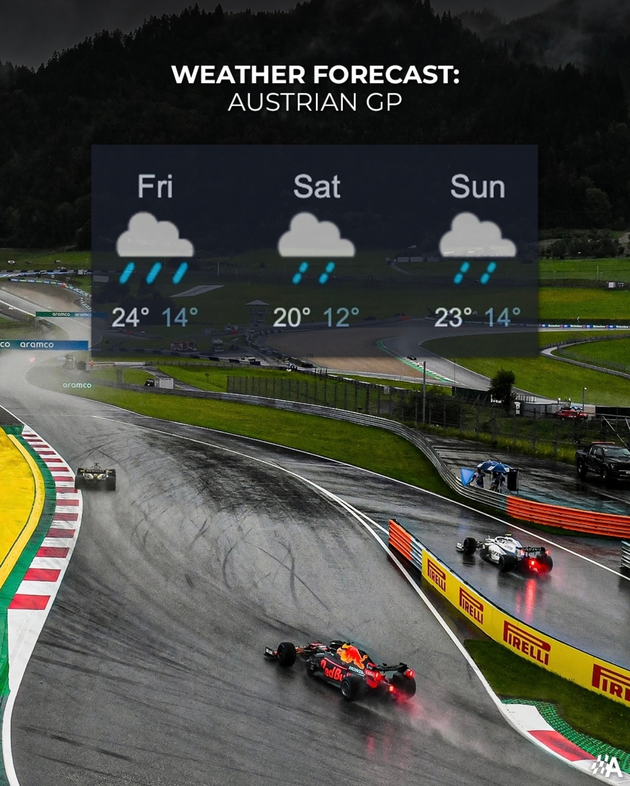 本周末奥地利大奖赛~天气情况！🌧🌨#2023F1奥地利大奖赛# ​​​#F1