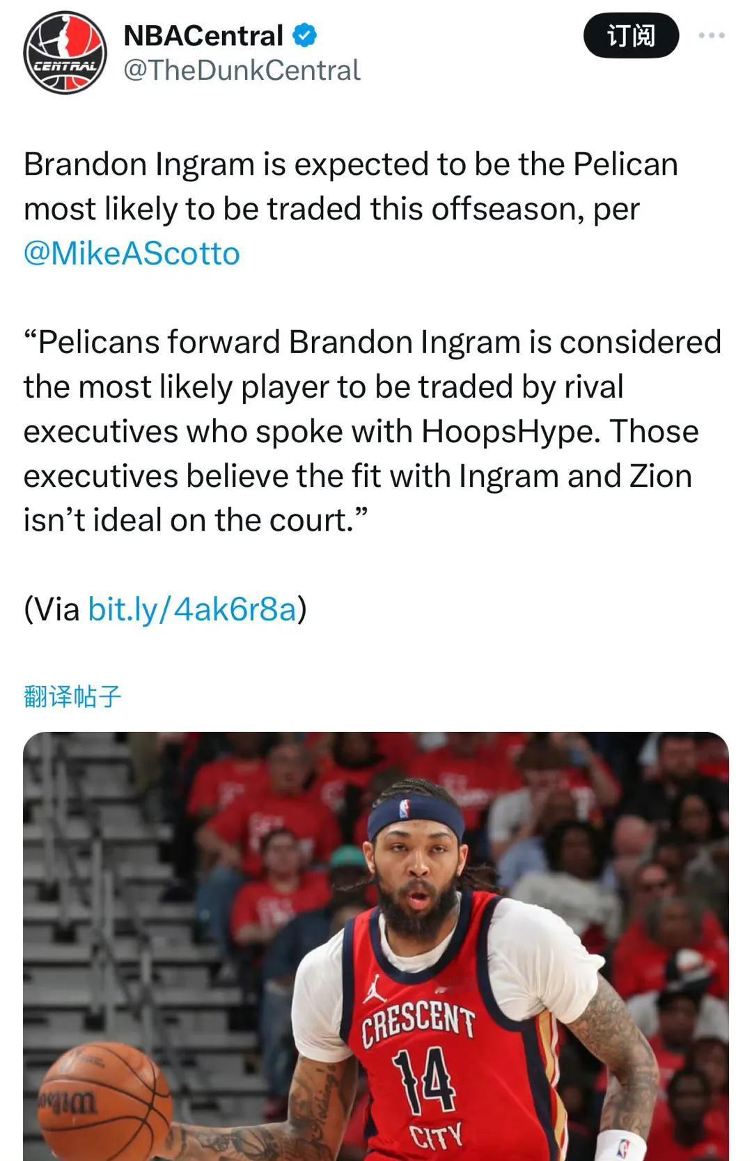 英格拉姆与瓦兰皆为锡安让路！
据名记Scotto的报道，鹈鹕今年休赛期签约的优先