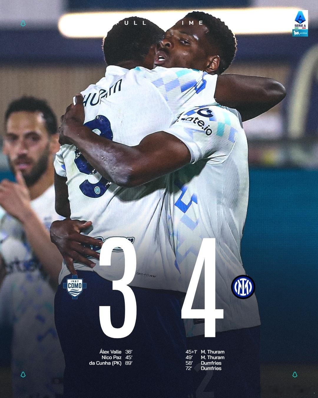 国际米兰球员们顶住了来自科莫和黑心裁判的压力，拿下了关键的三分，非常不容易。国际