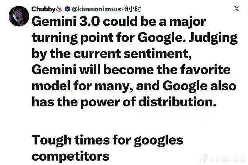 Gemini 3.0 可能成为谷歌的一个重大转折点。从当前的市场情绪来看，Gem