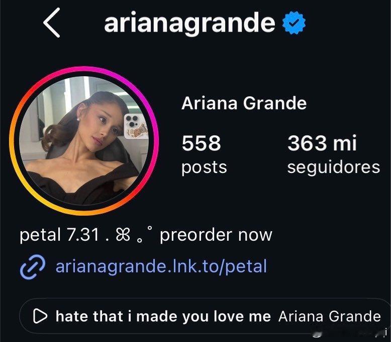 Ariana Grande 换了 Instagram 头像