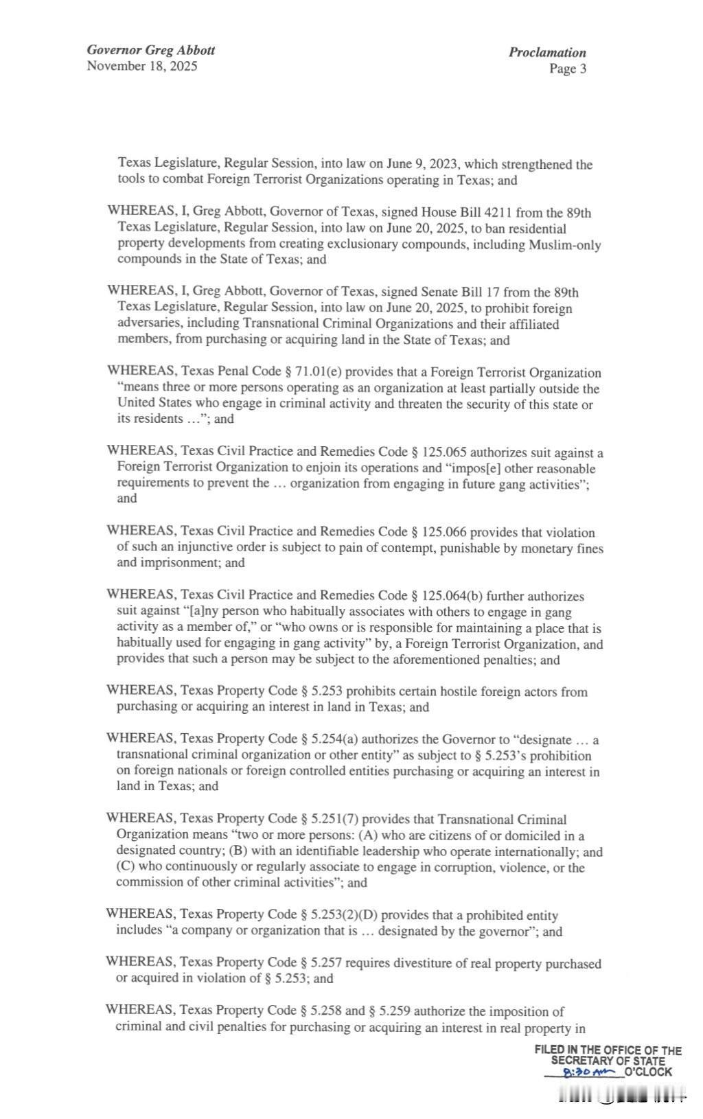 昨天，美国得克萨斯州州长格雷格·阿博特（Greg Abbott）宣布“穆斯林兄弟