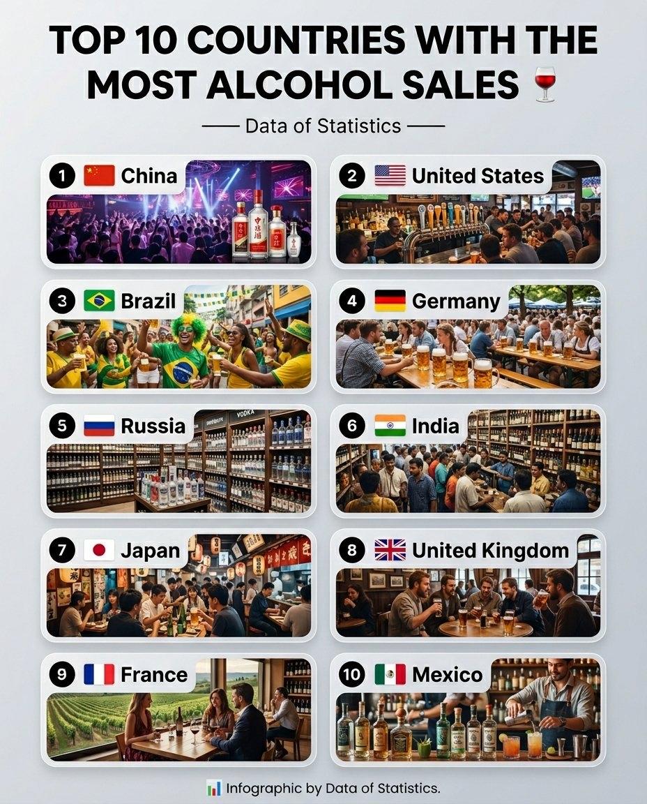 全球酒类销量最高的前10个国家🍷

1.🇨🇳中国

2.🇺🇸美国

3